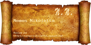 Nemes Nikoletta névjegykártya